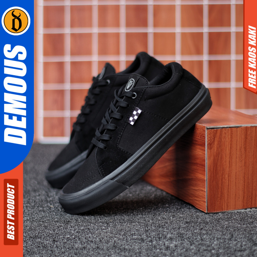 DEMOUS Sepatu pria Sneakers Casual Black White Ukuran Besar 38-47