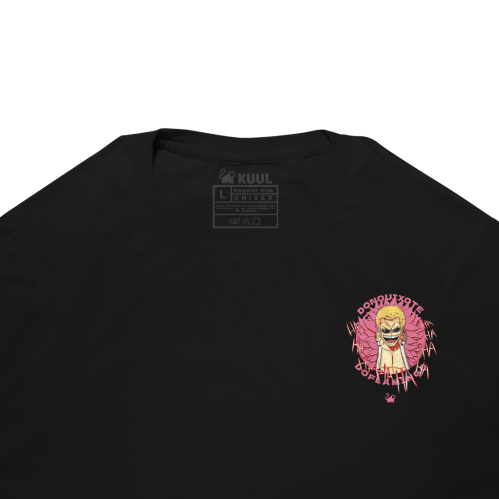 KAOS ANIME ONEPIECE DONQUIXOTE DOFLAMINGO HITAM | Baju Distro Pria Wanita - KUUL INDUSTRIES