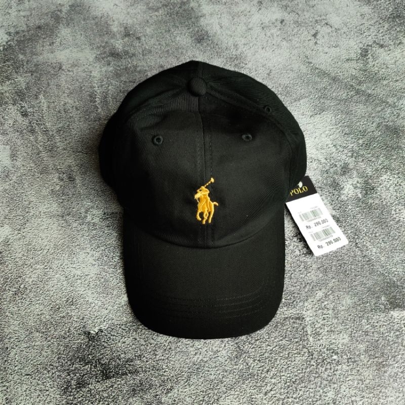 TOPI CAPS POLO ORIGINAL BNWT HITAM GOLD