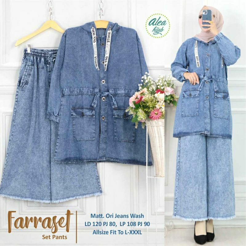 FARRASET JEANS jumbo setelan busui ld120