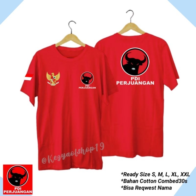 KAOS DISTRO LOGO PARTAI PDIP/KAOS LENGAN PENDEK PDI PERJUANGAN