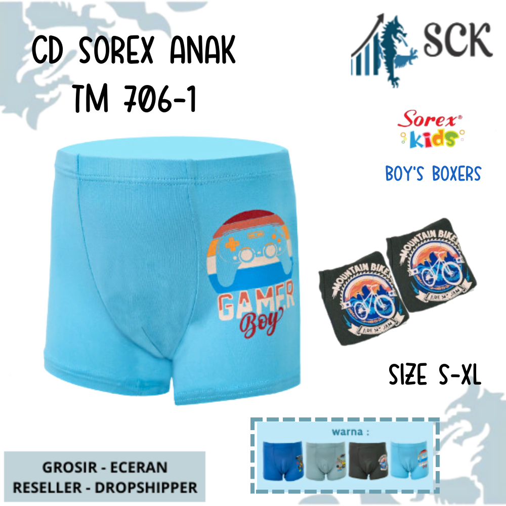 [ISI 3] CD Anak Laki-Laki SOREX TM 706 Model Boxer / Celana Dalam Halus Ukuran M-XL / Pakaian Dalam Cowok - sckmenwear GROSIR