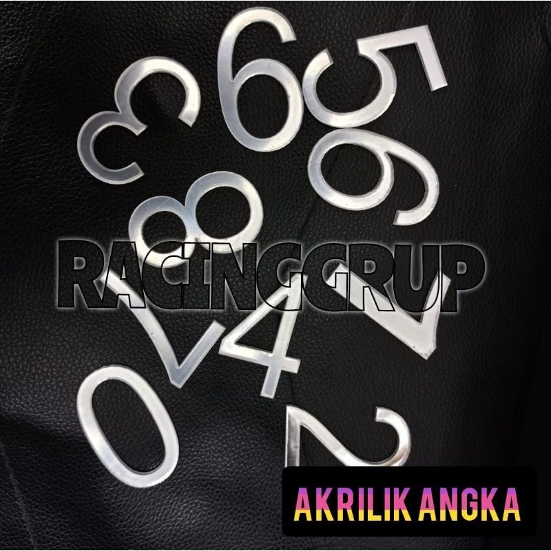 Angka bahan Akrilik SILVER (0 - 9) tinggi 5cm lebar 3cm tebal 2mm