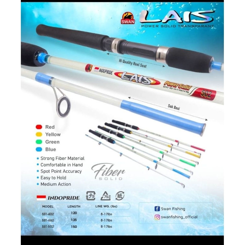joran pancing swan lais bening 120 135 150 cm joran transparent kolam