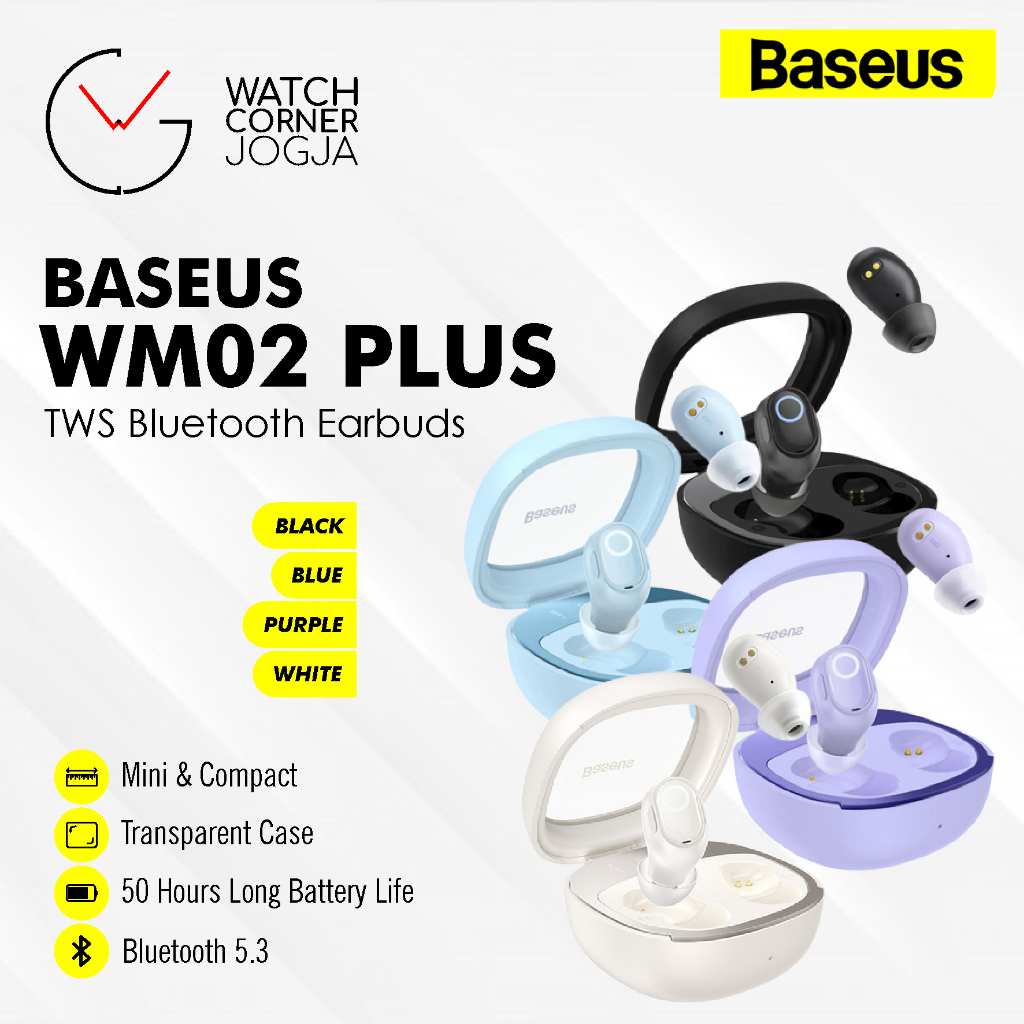 BASEUS WM02 PLUS TWS Bluetooth Earphone Mini Earbuds ORIGINAL Stereo