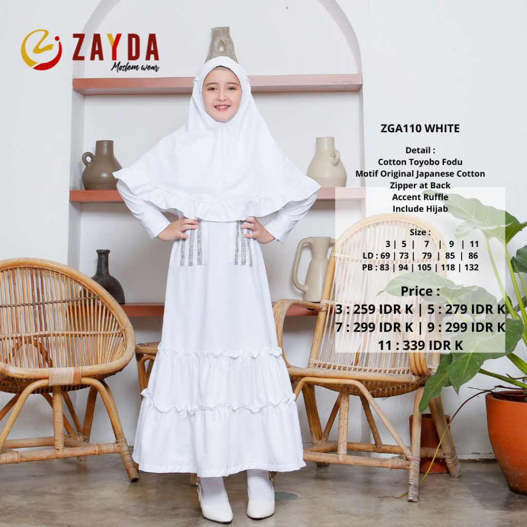 GAMIS DAN KOKO ANAK Sarimbit Zayda 110 Black and White KEKINIAN ELEGANT MODIS TRENDY BEST SELLER