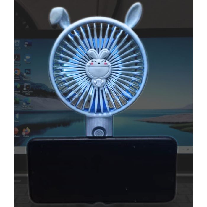 Kipas Genggam Angin Mini Karakter Fan Lucu Handheld USB Rechargeable Portable