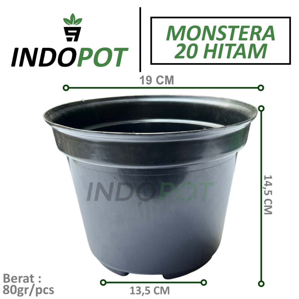 Pot Monstera 20 Warna Hitam Pot Bunga Plastik Pot Tebal