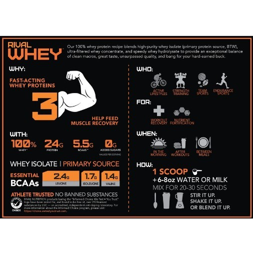 Rival Nutrition Whey Protein 2 lbs Primary Whey Protein Isolate