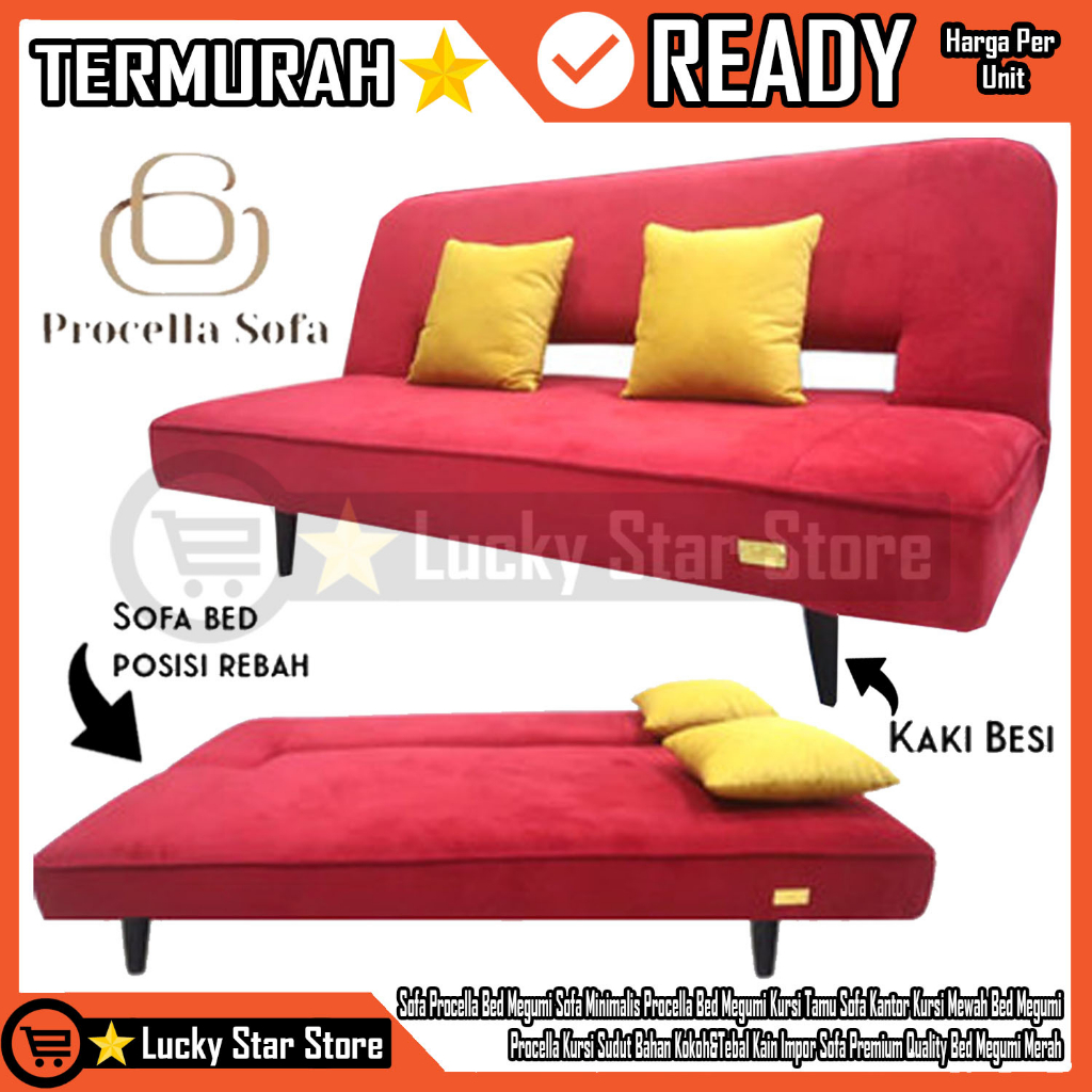 [Kargo] Sofa Bed Procella Megumi Merah Kursi Tamu Sofa Bed Minimalis Procella Bed Megumi Sofa Kantor