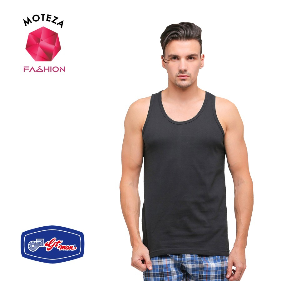 ISI 3 Pcs - Kaos Dalam Singlet GTMan Tank Top Pria T-Shirt - GT Man GTT 01 / GTT01 - Putih / Hitam