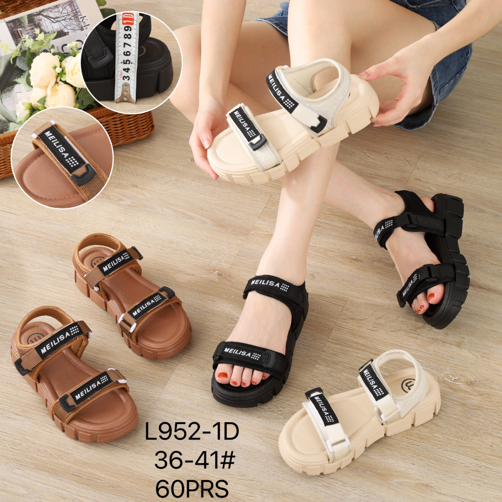 SEPATU SANDAL WANITA BAHAN KARET TALI VELCRO 952 MEILLSA