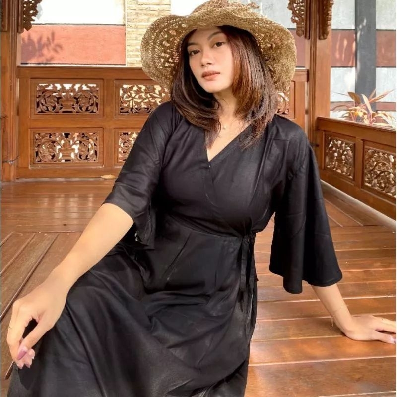 Long Daster kimono polos lengan terompet / Daster viral /Daster polos kimono panjang