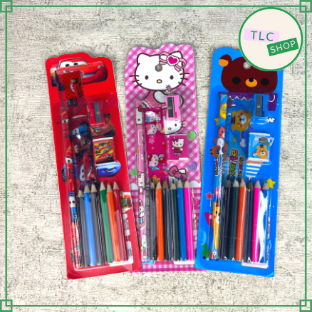 

Alat Tulis Set 10 in 1 Karakter / Alat Tulis Set dengan Pensil Warna / Mini Stationary Set / Alat Tulis Sekolah