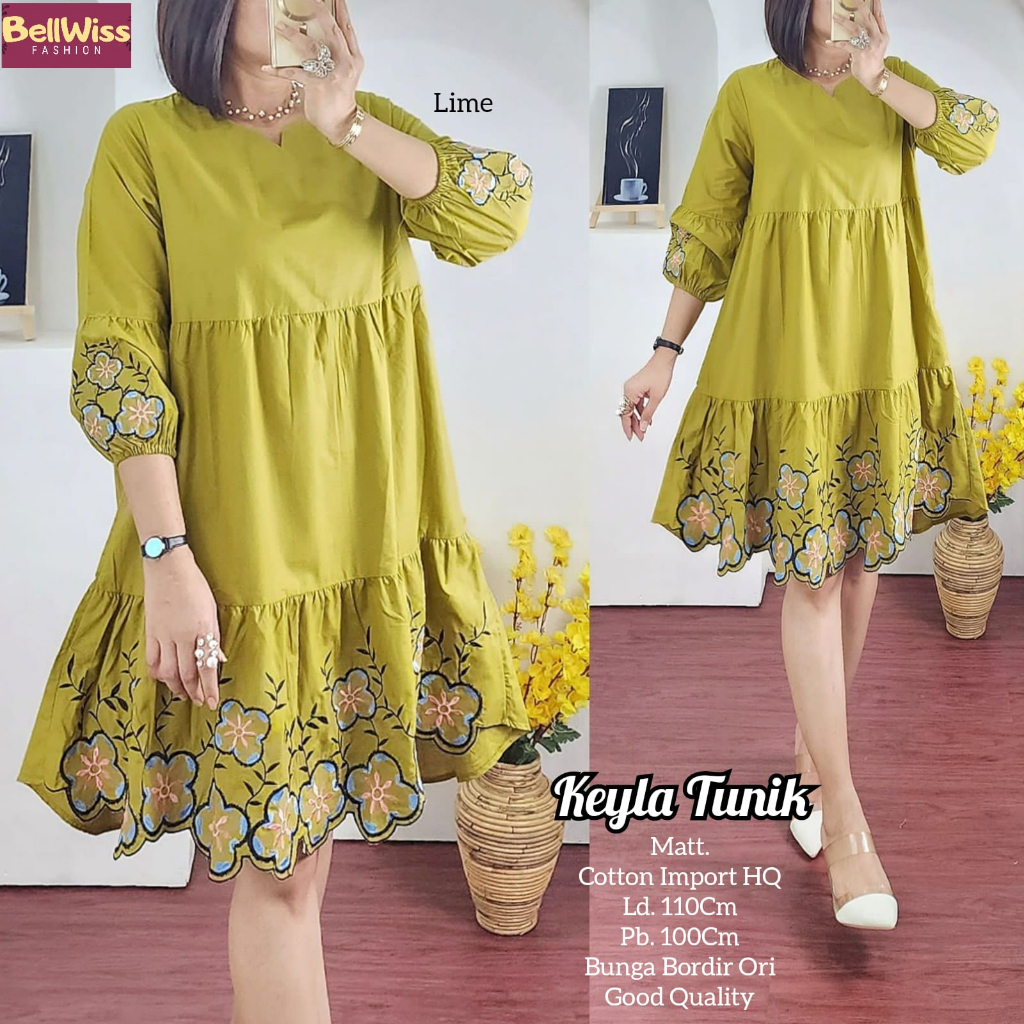 KEYLA TUNIK / 4.10 / BAHAN KATUN PREMIUM / LD 110 CM / PB 100 CM / ALLSIZE / JUMBO / BELLWIS