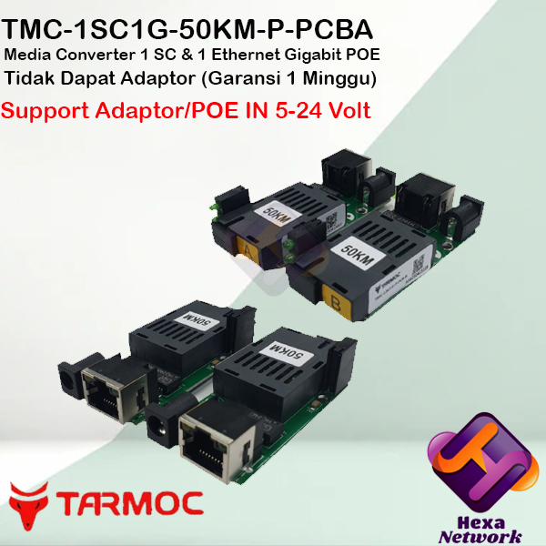 Tarmoc TMC-1SC1G-50KM-P-PCB |1 FO 1 LAN Gigabit POE IN 5-24V |HTB GS03