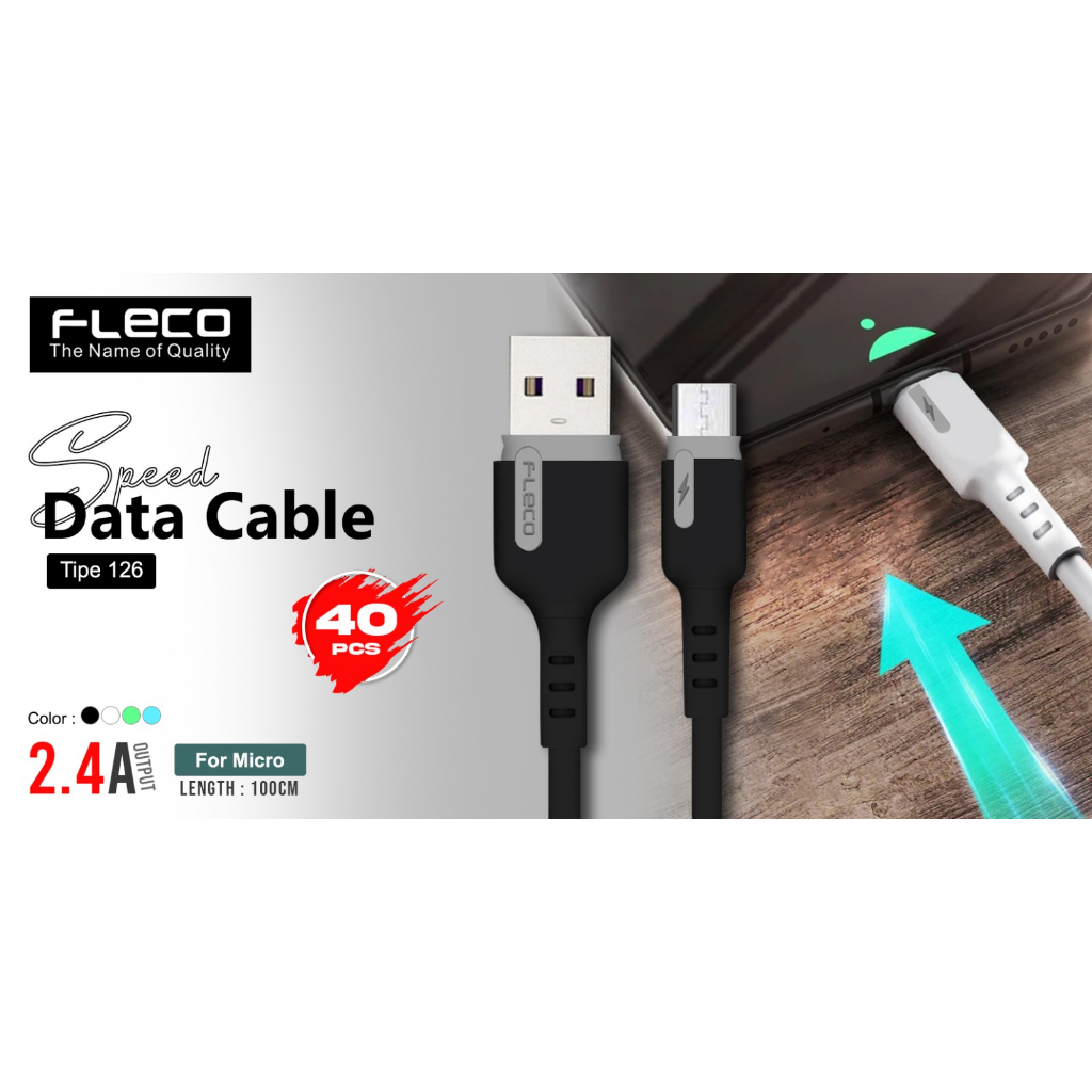 TOPLES KABEL FAST CHARGING MICRO KABEL DATA BULAT TERBAIK MURAH ISI 40 PCS MICRO T-126 FLECO