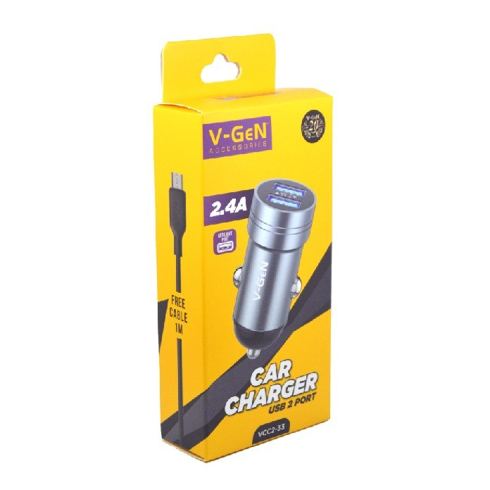 Car Charger V-GeN VCC2-33 Dual Port USB 2.4A Charger Mobil