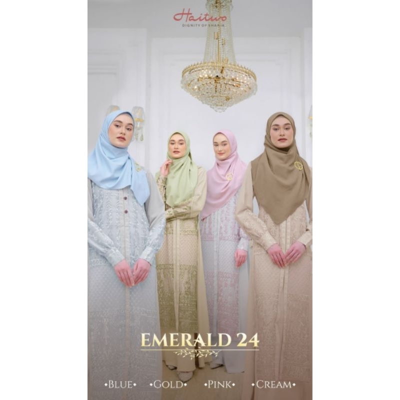 Gamis Emerald 024 ( Blue, Gold, Pink, Cream ) Emerald 24