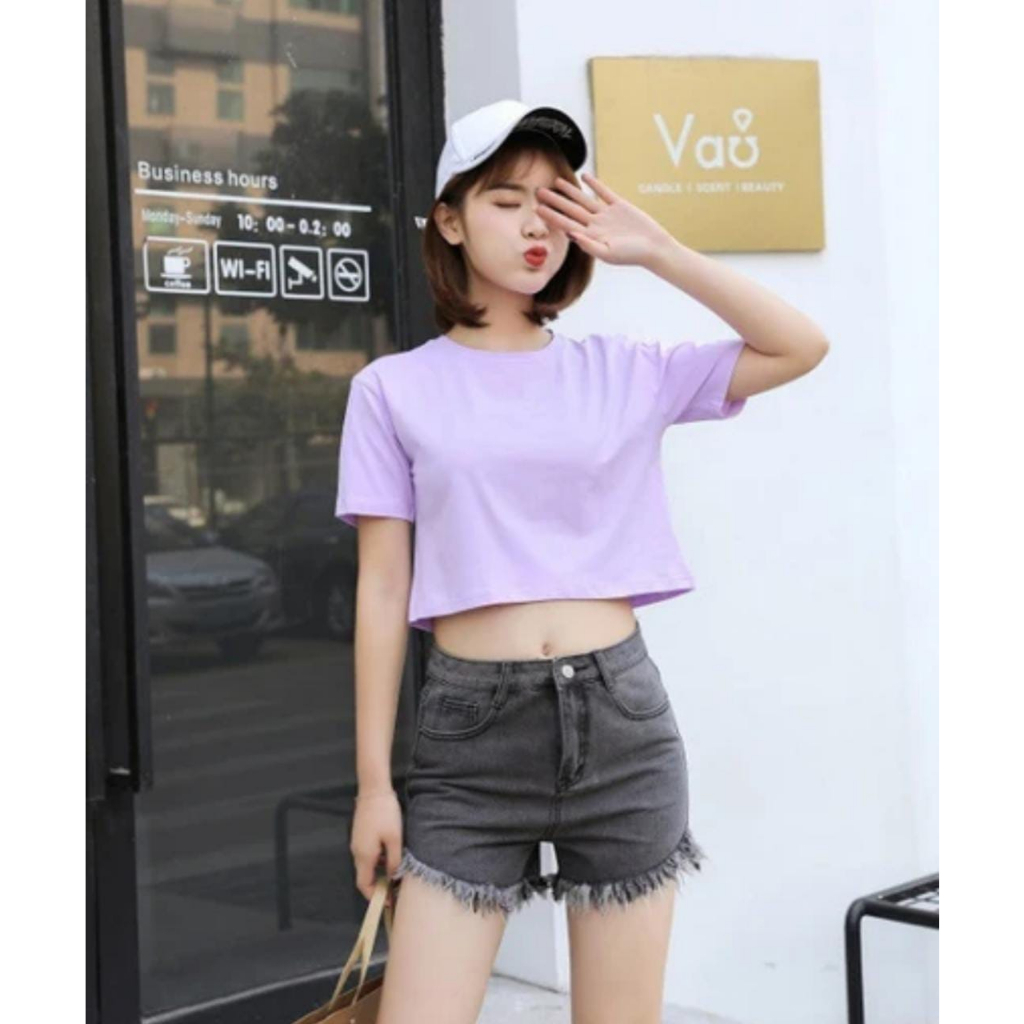 App Solid Blank Crop Top Sierra Polos Premium Pendek Kaos Wanita