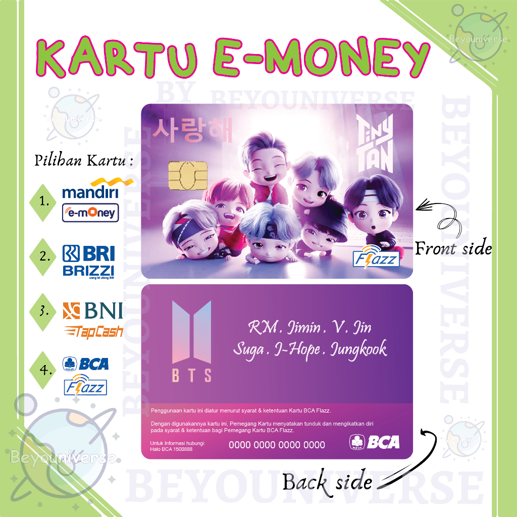 Emoney Flazz Custom Tinytan Etoll BTS Tinytan Tiny Tan Doll Magic Shop Kartu MANDIRI E-money BCA Tap