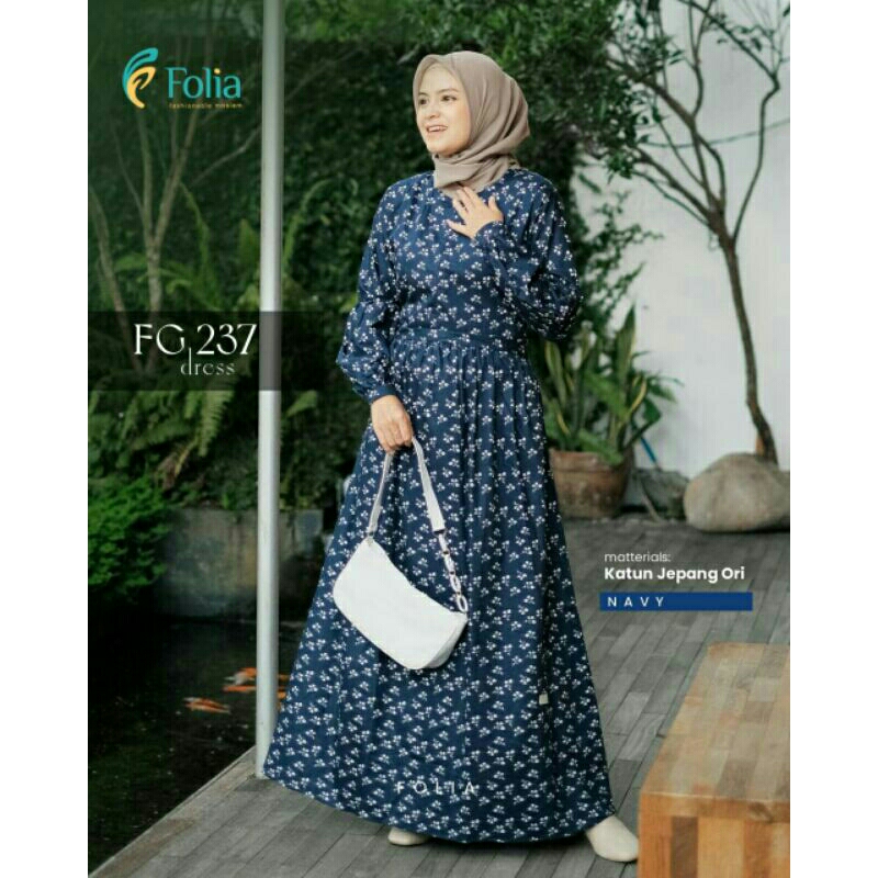 FG 237 ( Gamis ) FOLIA GAMIS BUNGA KECIL REMPEL KATUN JEPANG - GAMIS FOLIA KATUN WANITA REMAJA DEWAS