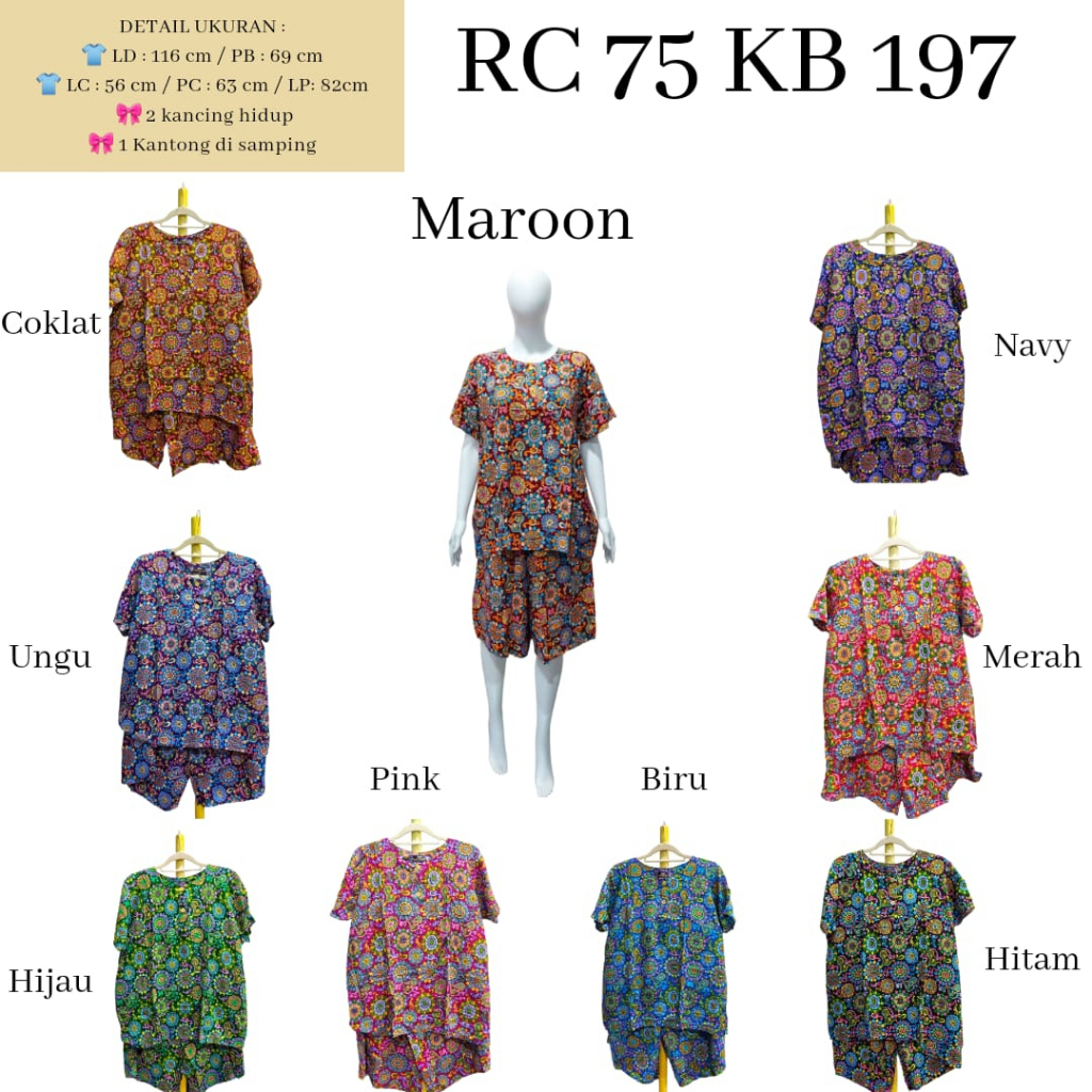 AS Setelan Kulot Batik Kudamas RC 75 LD 116cm - 122cm Busui