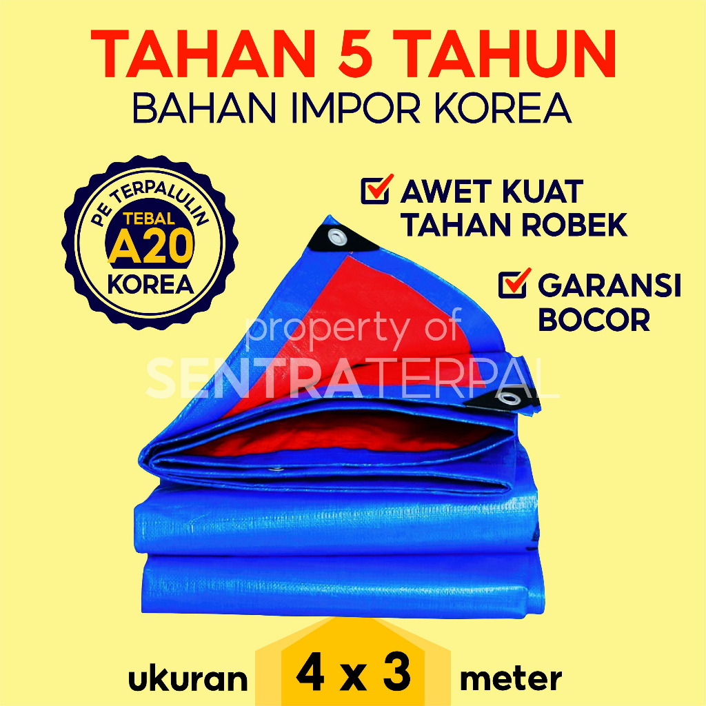 Terpal Lembaran Ukuran A20 4X3 / 3x4 Terpal Tenda Terpal Alas Tenda