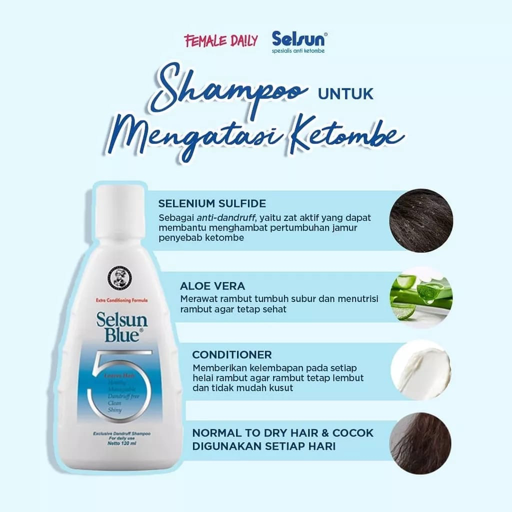 `ღ´ PHINKL `ღ´ Shampoo selsun blue  five mengcegah rontok dan ketombe ampuh shampo