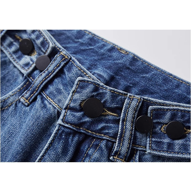 Celana Jeans Wanita Tombol Fashion Highwaist Kulot Jeans Import