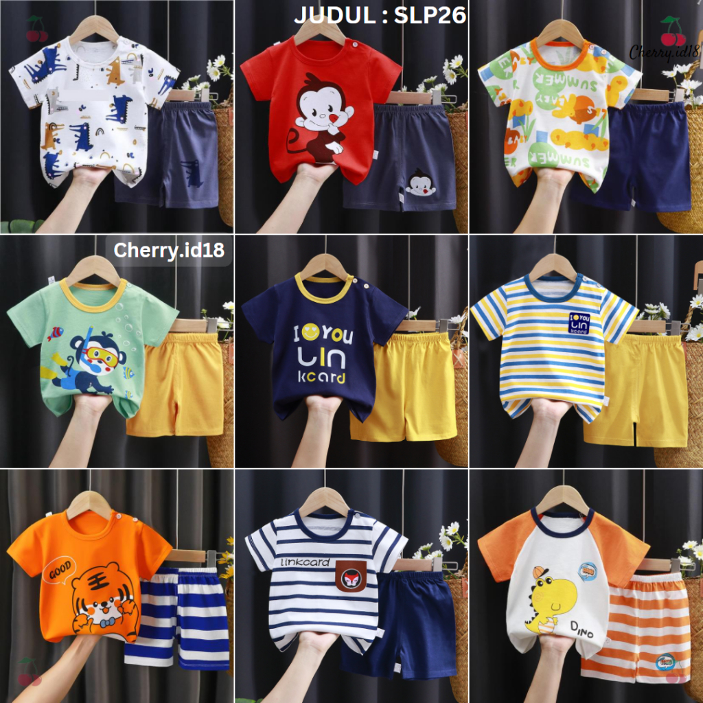 Cherry COD Setelan Baju Bayi / Baju Anak Laki Laki Import / Pakaian Anak SLP26