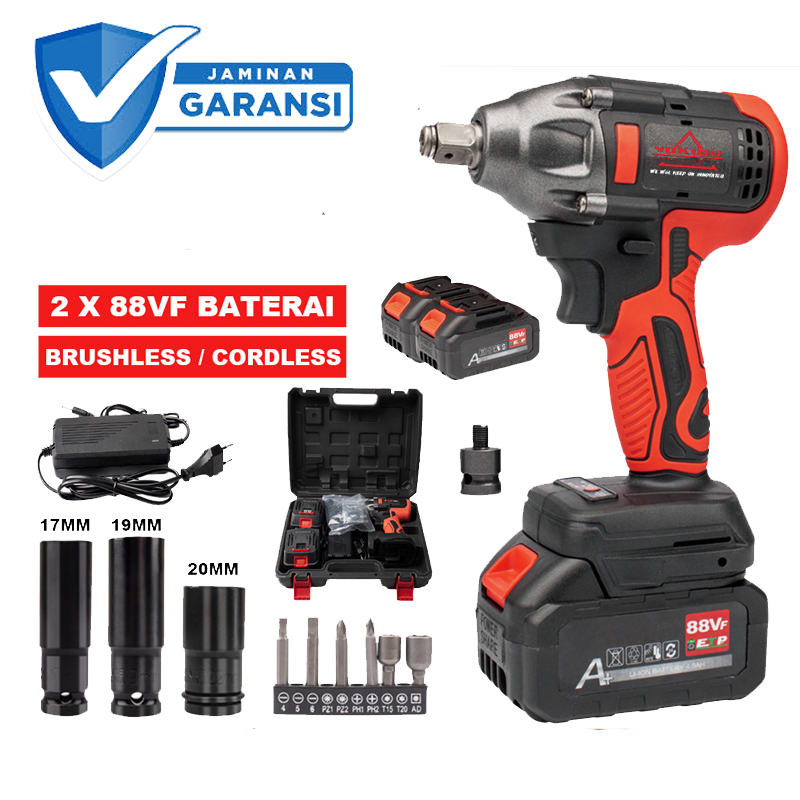 YUKIDO Max torque 600Nm CORDLESS IMPACT WRENCH BRUSHLESS 330N.M impact baterai 48VF JLD MESIN BOR UNTUK BAUT MOBIL DLL