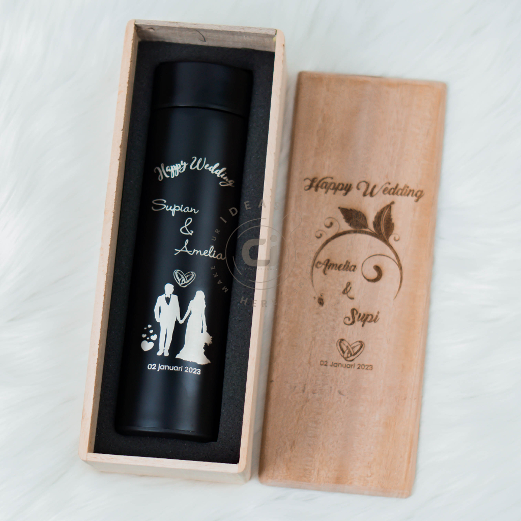 Tumbler Custom Sakura Nama dan Logo plus box kayu Custom