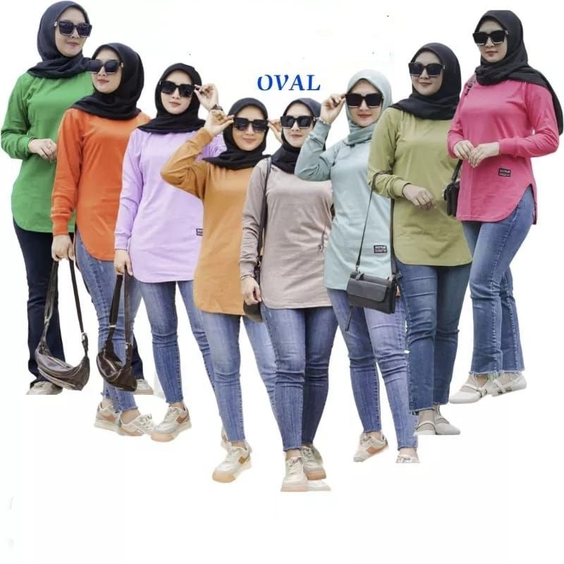[ TERLARIS ] Kaos Polos Wanita // Baju Tangan Panjang Wanita Model Body Oval Kaos JUMBO // Kaos Wani