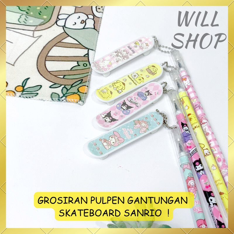 

GROSIRAN 4 / 8 / 12 PCS PULPEN GANTUNGAN / PEN GEL TINTA HITAM DENGAN SKATEBOARD FINGERBOARD SANRIO MERCHANDISE BOLPEN PENA READY COD