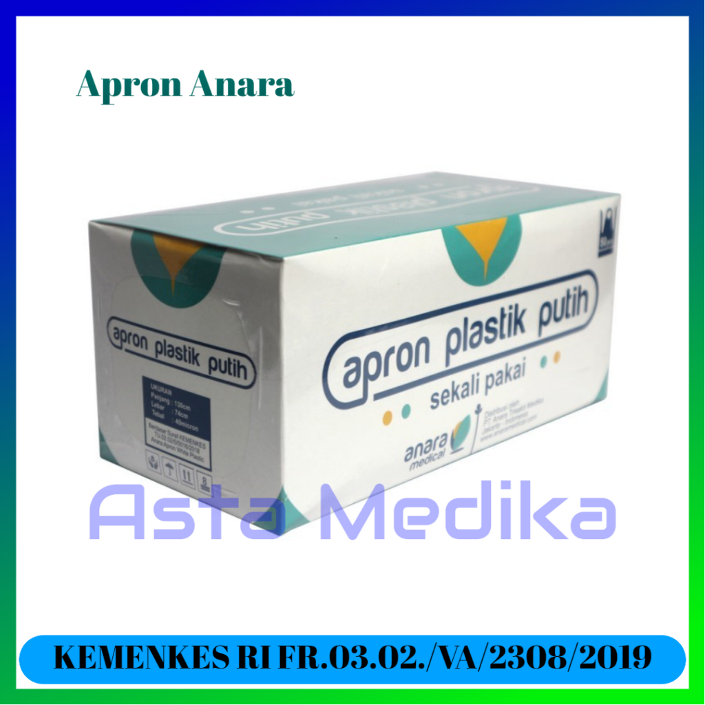 Apron Medis 30 Mic - Apron Plastik Putih - Celemek Anara Medical