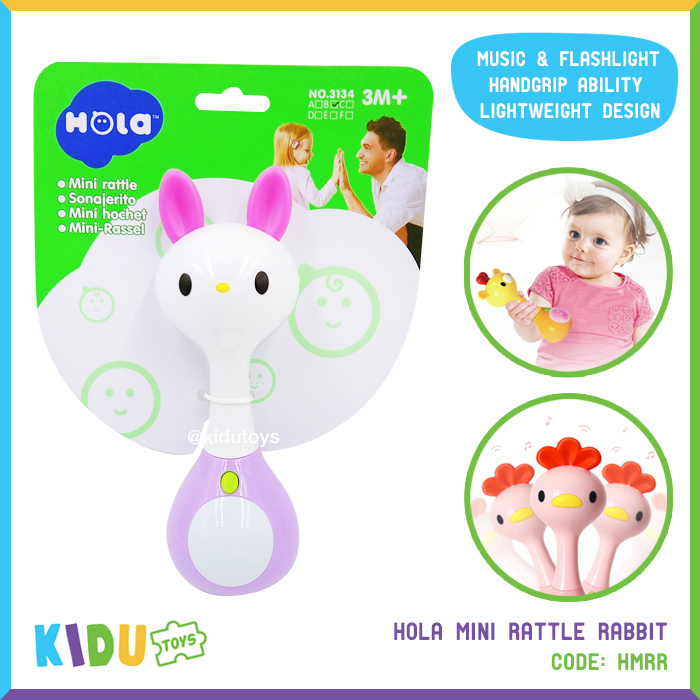 Mainan Anak Bayi Rattle Lucu Hola Mini Rattle Karakter Lion Rabbit Elephant Giraffe Cat Chicken Kidu Baby