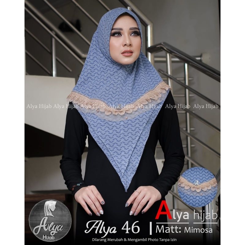 HIJAB ALYA 46 BAHAN JERSEY MAMOSA MIX RENDA IMPORT ORI RIZWA