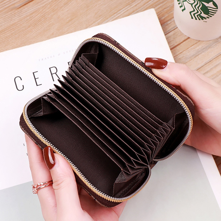 DOMPET KARTU WANITA KECIL LUCU IMPORT CARD HOLDER CEWEK MURAH KOREA PREMIUM KULIT COKLAT ELARIA WA704B7 RESLETING BATAM SIMPLE TERBARU BRANDED REMAJA KEKINIAN