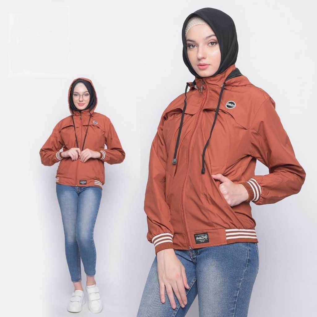 Justrue Jaket Wanita Polos Orange