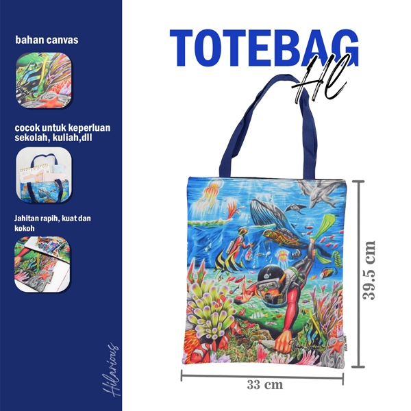 365 TOTEBAG LUKISAN HL #40774 / TOTEBAG KEKINIAN / TAS SELEMPANG SEKOLAH KULIAH