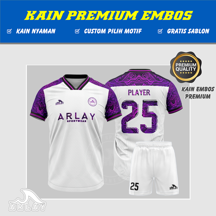 JERSEY FUTSAL ARLAY PRINTING CUSTOM - BAJU BOLA BAHAN PREMIUM DRYFIT MILANO EMBOS MOTIF BATIK KEREN 