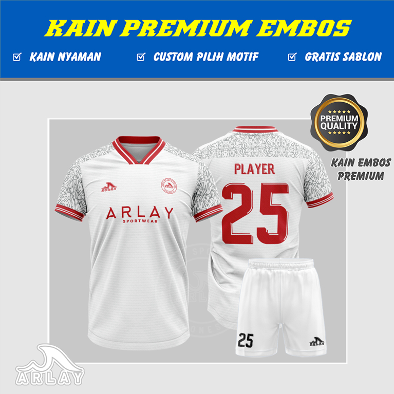 JERSEY FUTSAL ARLAY KEREN PRINTING CUSTOM - BAJU WARNA PUTIH POLOS BATIK KOMBINASI ANAK DEWASA GRATI