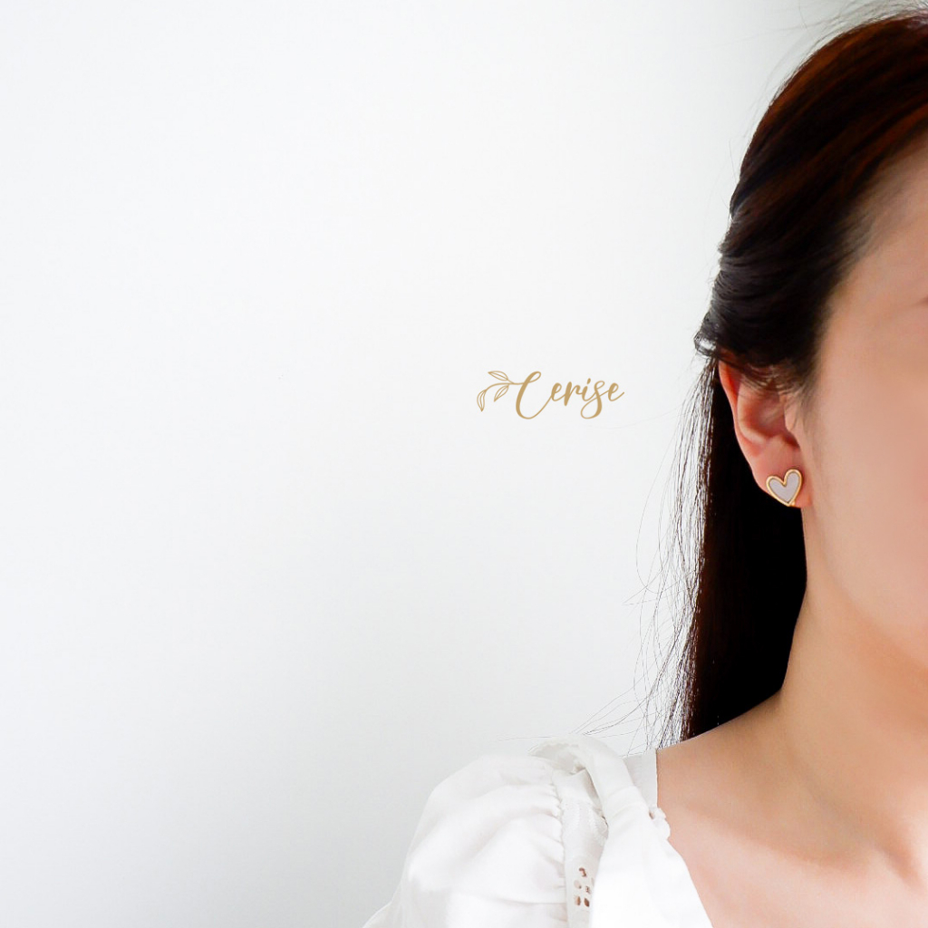 Cellina Earrings | Anting jepit tanpa tindik bentuk hati love biru pink korea cantik aksesoris wanita korean style trendy stylish