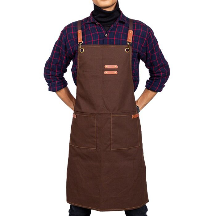 Apron Custom New Canvas Celemek Barbershop Barista Unisex Multifungsi