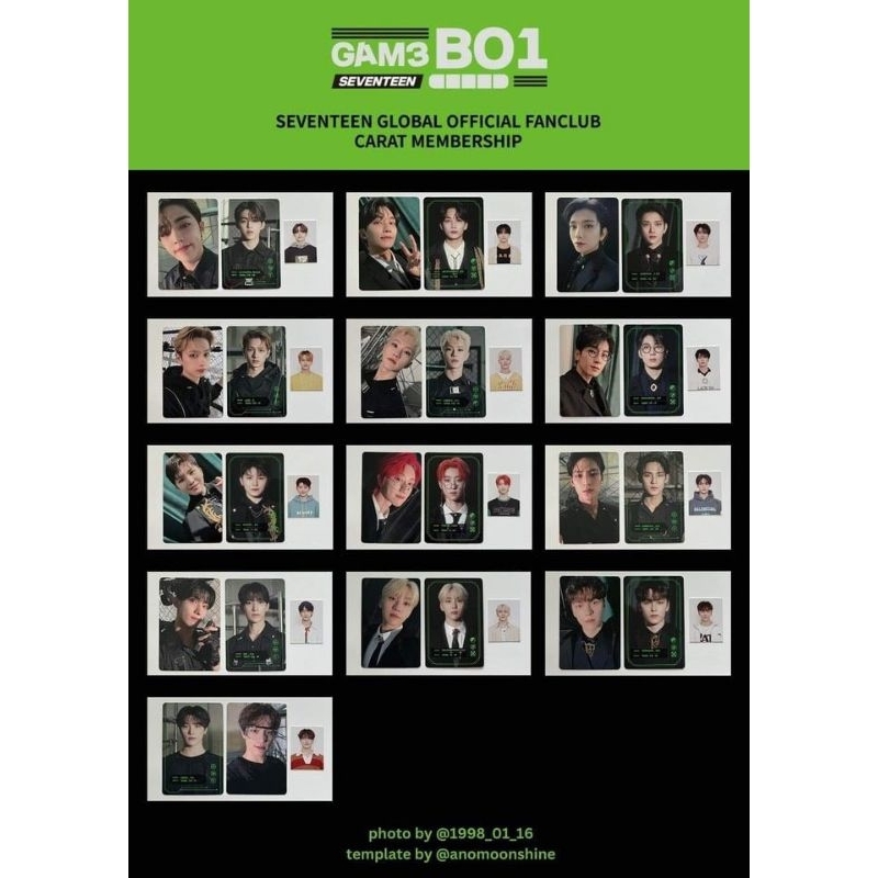 SEVENTEEN CARAT MEMBERSHIP KIT GAM3 BO1 PHOTOCARD PHOTOBOOK