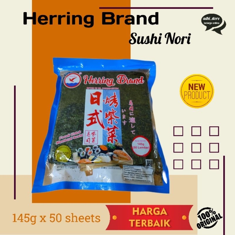 Herring brand sushi nori seaweed rumput laut panggang 145g x 50 sheets