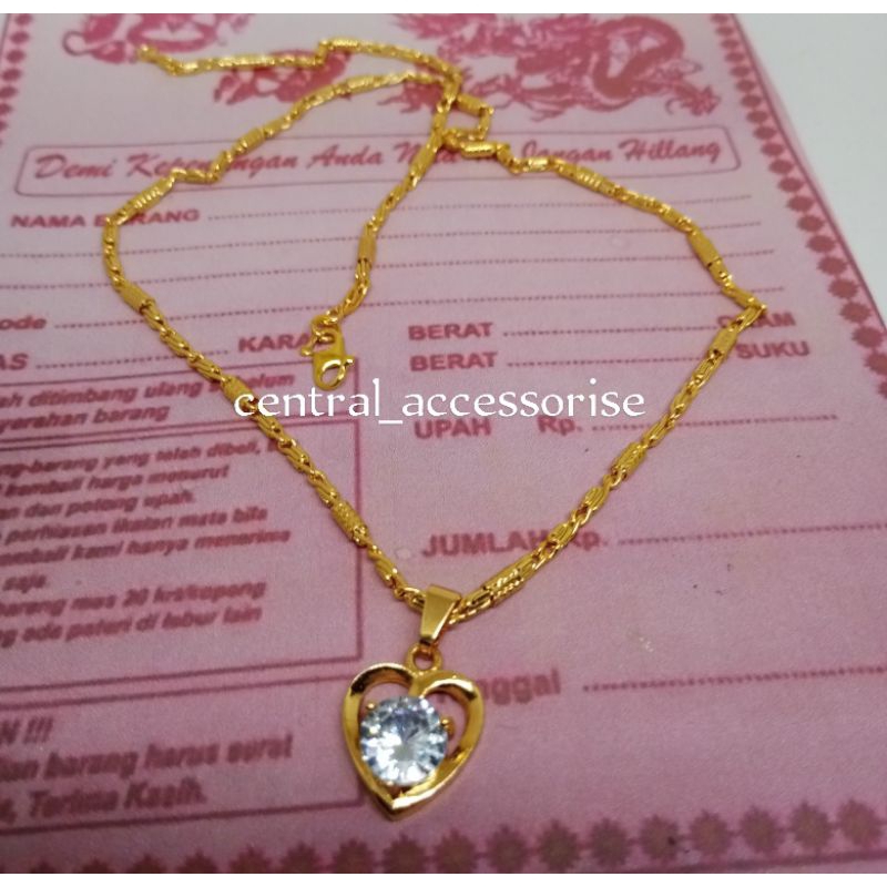 KALUNG BAMBU liontin love mata satu mirif emas tulen tidak gampang luntur