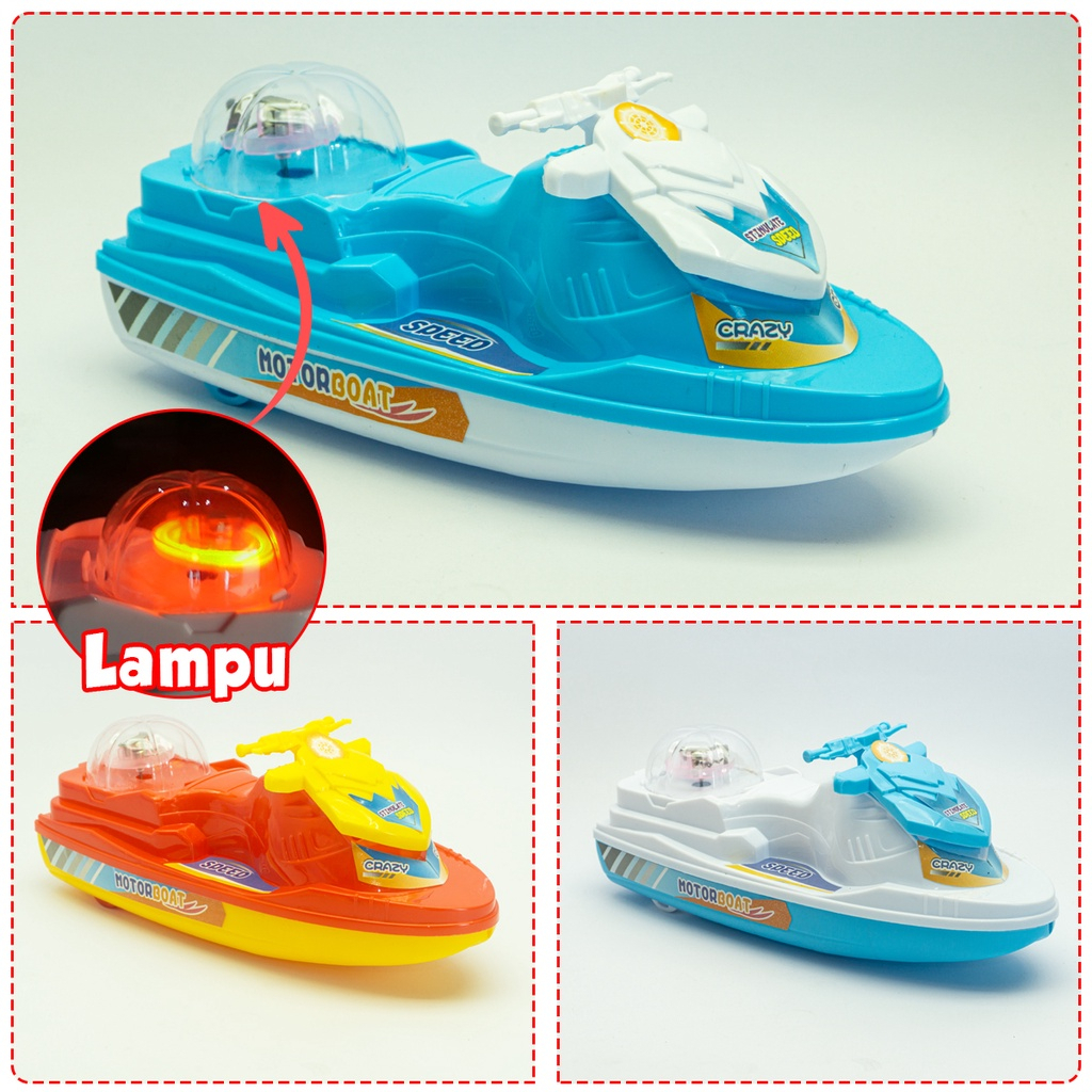 Mainan Kapal Tarik Lampu Bisa Jalan Mainan Speed Boat Tarik LT16