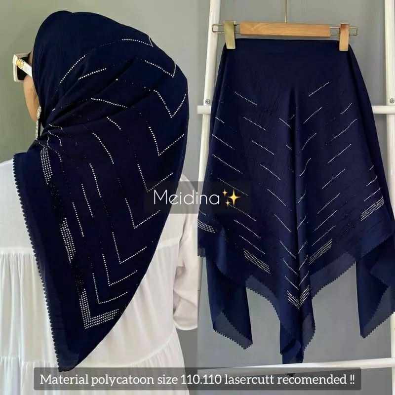 kerudung segi empat mewah bella lasercut/ Payet glamor